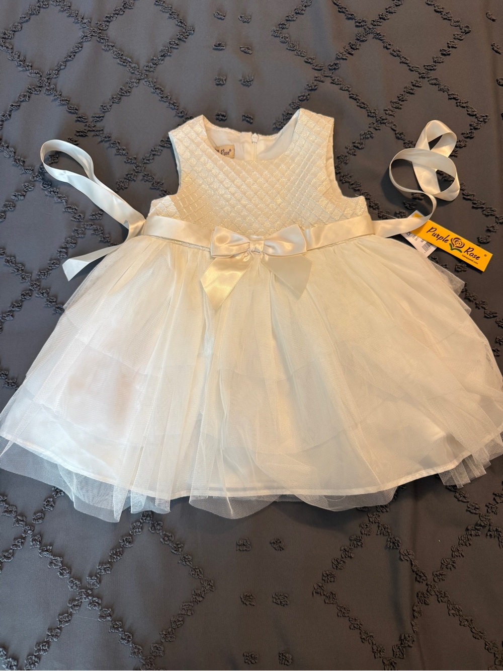 Ivory Tulle Baby Dress with Bow